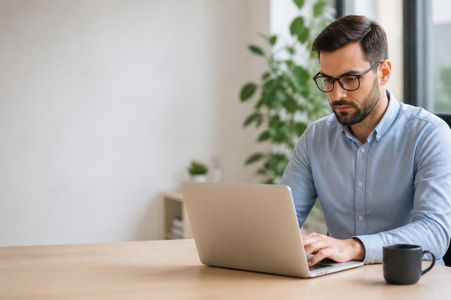 Professional working securely at a laptop